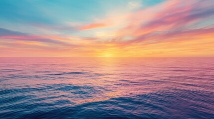 Canvas Print - Pink and Blue Sunset Over Ocean.