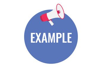 example button, banner, label, template for website. example text with colorful megaphone icon