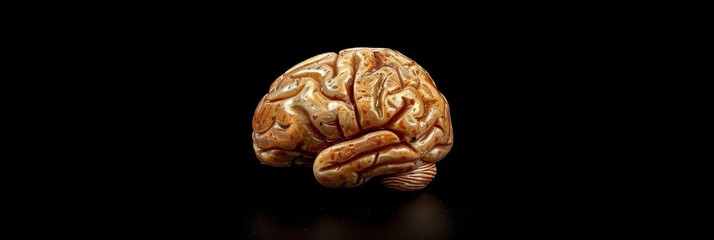 Poster - human brain anatomy model on black background - a detailed anatomical model of a human brain, showca