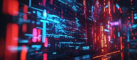 Poster - 3D Rendered Text Depicting AI Technology with Screen Effects and Glitch Interference