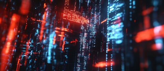 Poster - 3D Rendered Text with Screen Effects Showcasing Technological Glitches and Interference