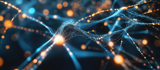 Poster - Abstract representation of neural networks with interconnected nodes Futuristic technology concept with a high tech aesthetic