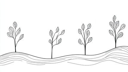 Wall Mural - continuous one-line tree plant doodle, perfect for eco and nature designs. vector illustration for g