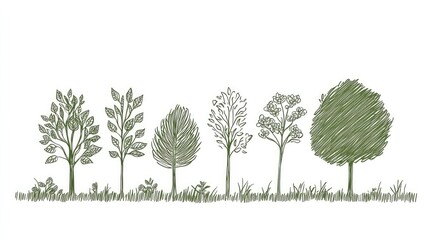 Wall Mural - continuous one-line tree plant doodle, perfect for eco and nature designs. vector illustration for g
