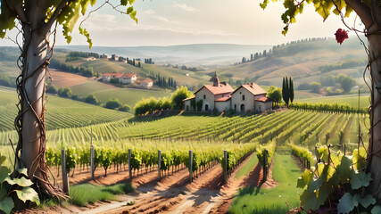 landscape with vineyard in the background