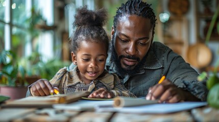 Father and daughter bonding over learning