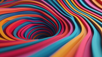 Poster - Captivating digital artwork featuring dynamic dimensional vibrant depth illusions and swirling twisting patterns that create a mesmerizing psychedelic effect  This abstract