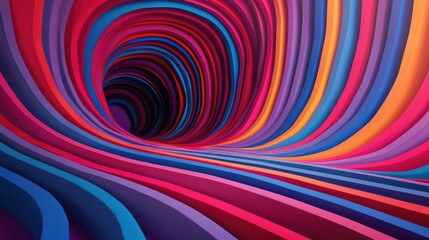 Poster - Dynamic and vibrant dimensional swirl tunnel illusion abstract colorful psychedelic fractal art background with captivating depth and kaleidoscopic patterns