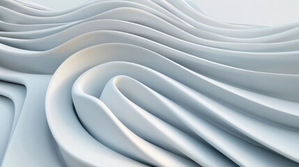 Poster - Captivating abstract image showcasing a fluid architectural sculpture with smooth curving dimensions and a minimalist contemporary design  The monochromatic color palette and clean