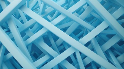 Fototapete - Dynamic Architectural Geometry Intricate Digital Construct of Interconnected Structural Designs in Cerulean Hues  Visually captivating abstract pattern of intersecting lines
