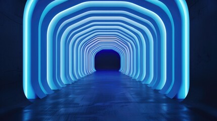 Poster - Futuristic and Surreal Dimensional Tunnel with Captivating Neon Light Installations and Striking Visual Effects  An Immersive and Innovative Architectural Design Concept