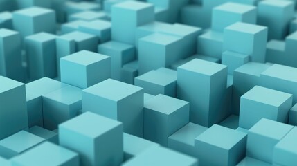 Poster - Dynamic Spatial Mapping of Geometric Cubes in an Abstract Urban Landscape  Futuristic 3D digital rendering of a minimalist