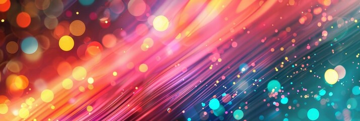 Poster - Abstract Colorful Bokeh Lights Background - This image showcases a vibrant abstract background featuring a blend of colorful bokeh lights, representing concepts of celebration, energy, creativity, and