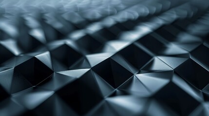 Poster - Abstract Geometric Pattern - Black and Gray Metallic Surface - An abstract image of a repeating geometric pattern, featuring metallic black and gray triangles, symbolizing modern design, technology, a