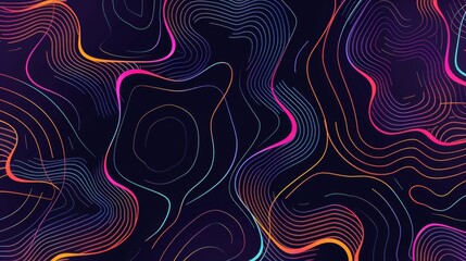Poster - Abstract Neon Wave Background for Design and Technology - Vibrant neon lines flow in a dynamic and modern abstract pattern. The image embodies creativity, energy, and digital innovation.