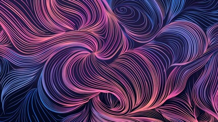 Poster - Abstract Swirling Lines in Pink, Blue, and Black - Abstract background with swirling lines in pink, blue, and black. The lines create a sense of movement and energy.  The image could symbolize flow, c