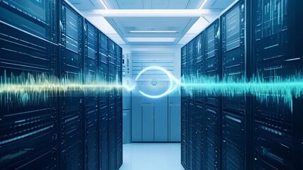 Aufkleber - explore a contemporary data center featuring sleek server racks and advanced technology in a clean, 