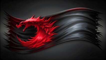 Wall Mural - Crimson Tide of Fear: A Banner of Terror Emblazoned with a Blood-Red Wave  AI Generated