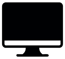Aufkleber - black and white desktop computer monitor icon. vector illustration