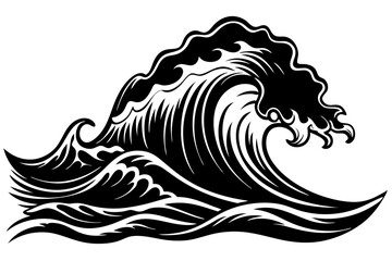 
Ocean Wave Silhouette, Sea Wave Vector illustration


