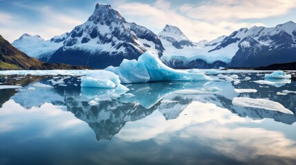 Sticker - Glacier mirrored in pristine lake image