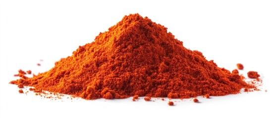 Heap of Red Chili Powder on White Background