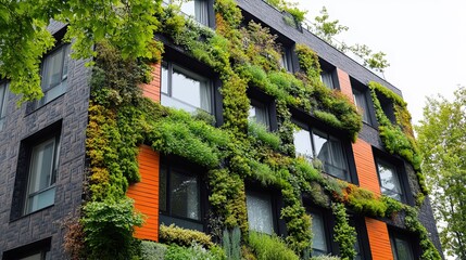 Sticker - Modern building with a green wall and windows