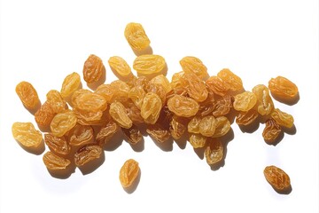 Wall Mural - Yellow raisins on white background