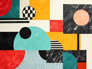 Aufkleber - vibrant and modern cut out abstract geometric pattern collage featuring a dynamic composition of con