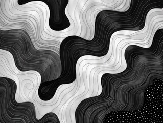 Canvas Print - Flowing Monochrome Doodle Art with Intricate Abstract Patterns and Sketchy Designs  Minimalist contemporary and background with dynamic organic and fluid visual compositions