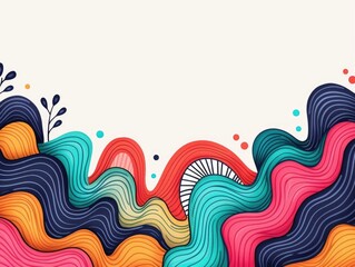 Poster - Vibrant abstract doodle art pattern with playful wavy shapes  curvy fluid designs  and dynamic swirling elements creates a unique and creative background for various design projects