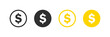 © Denys - Simple set of black and gold dollar coins in both filled and outlined variations. Vector icons in flat style