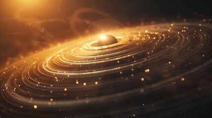 Poster - abstract golden ring with glowing particles, creating a mesmerizing effect that resembles a galaxy o