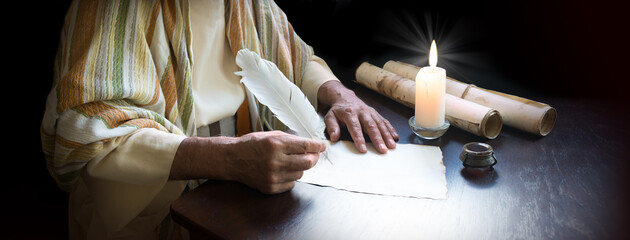 Poster - Old man writing the letter