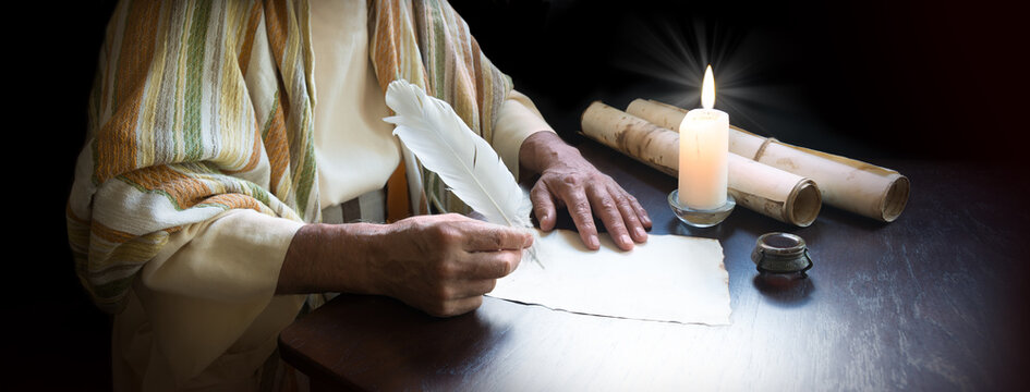 Old man writing the letter