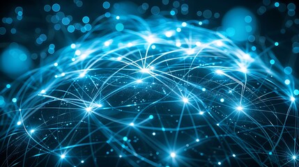 Poster - stylized depiction of a global network emphasizing connectivity and data flow. representing intercon