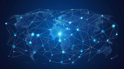 Poster - Representation of a Global Network with connections across continents.