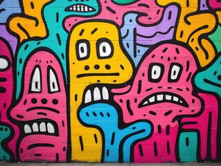 Poster - Colorful and Playful Doodle Art Graffiti with Energetic Urban Flair and Abstract Patterns  Quirky and Imaginative Suitable for Various Design Projects