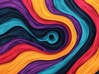 Poster - Mesmerizing abstract doodle art composition featuring vibrant color swirls and dynamic fluid lines creating a captivating psychedelic pattern design