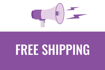 free shipping button, banner, label, template for website. free shipping text with colorful megaphone icon
