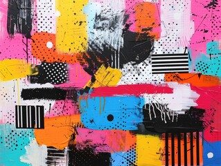 Poster - Vibrant and Playful Doodle Collage Art Featuring a Dynamic Blend of Colorful Mixed Media Elements Expressing a Modern and Eclectic Creative Expression