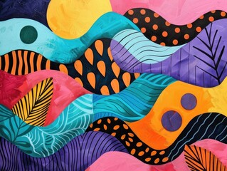 Poster - Vibrant and Playful Doodle Collage Art Featuring a Captivating Mix of Colorful Textured and Imaginative Elements