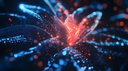 Wall Mural - 1. **Render an abstract futuristic shape with intricate geometric patterns, glowing softly against a black background. The 3D shape should convey a sense of advanced technology and innovation.