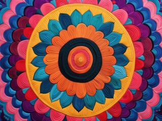 Poster - Vibrant and Intricate Mandala Doodle Art with Detailed Radial Patterns Geometric Shapes and Colorful Psychedelic Design for Creative Spiritual or Decorative Purposes