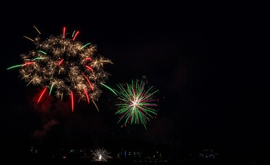 Poster - Long exposure shot of vibrant fireworks in the night sky for the 4th of July