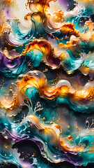 Sticker - abstract colorful background with waves