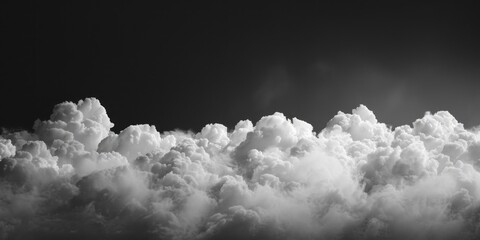 Poster - A black and white photograph of clouds with varying shapes and textures