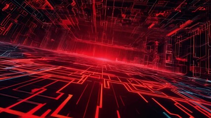 Poster - experience a captivating digital environment filled with vibrant neon lines and geometric shapes cre