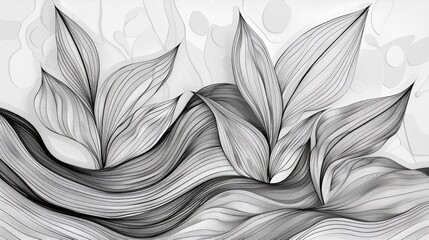 Poster - Elegant and captivating abstract botanical line art with a contemporary minimalist flair  Featuring flowing organic shapes and patterns that evoke a sense of natural grace and sophistication
