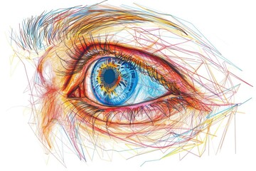 Aufkleber - A detailed image of a drawn eye with intricate details, suitable for use in illustrations or design projects